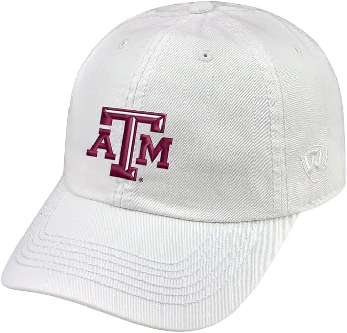 Collegiate Hats - Fitted Caps Adjustable Hats and Snapbacks Available, Texas A&m White, One size โ image 1