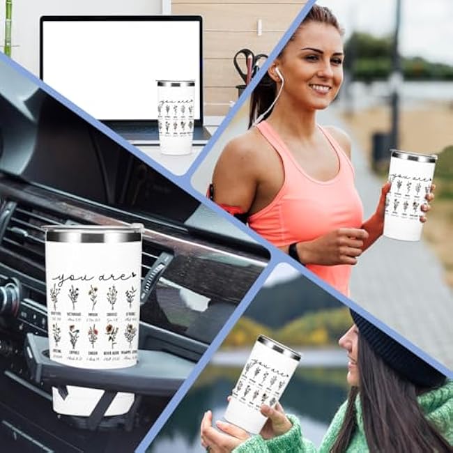 Christian Gifts for Women 20 oz Insulated Tumbler Flowers Coffee Mug Travel Mug Thermal Cup Faith Based Gifts Religious Gifts Inspiration Gifts for Women Daughter Water Bottle Leak Proof Tumblers