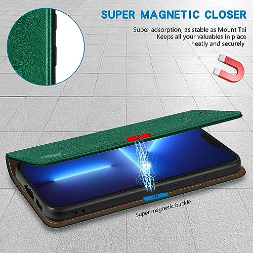 Image of ZZXX for iPhone 13 Pro Wallet Case Strong Magnetic 6.1 inch,Green
