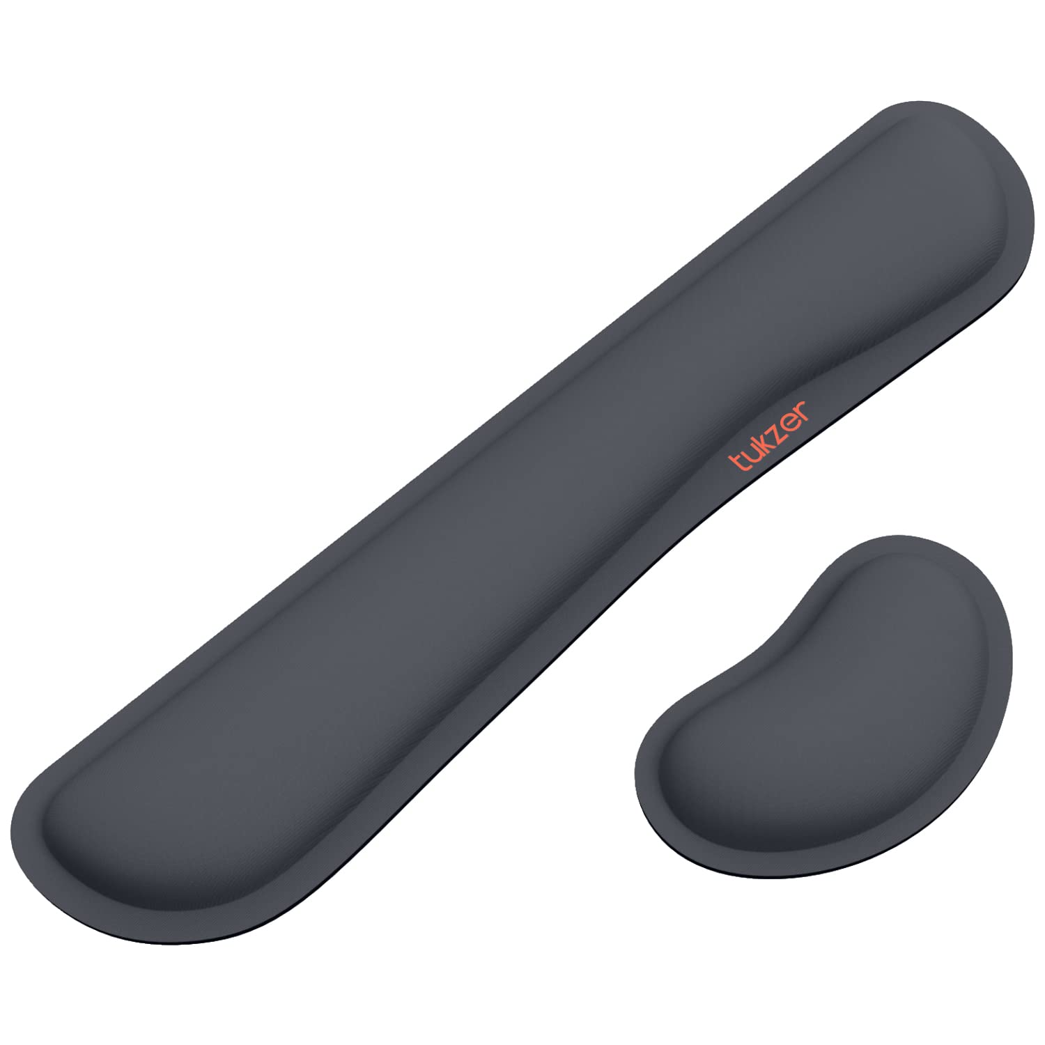 Tukzer Wrist Rest Pad, Mouse Wrist Cushion Support for Office Upgrade Enlarge Gel Memory Foam Set Keyboard for Computer, Laptop, Mac; Comfortable, Lightweight for Easy Typing Pain Relief | Grey