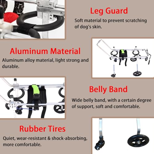Chariot de rééducation pour chiens à 4 roues : confort optimal et soutien complet des pattes - 5