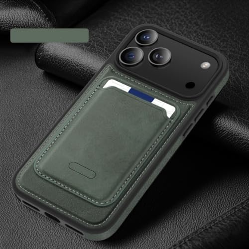 Housse cuir iPhone 15 Pro Max vert idéale pour voyager léger avec cartes