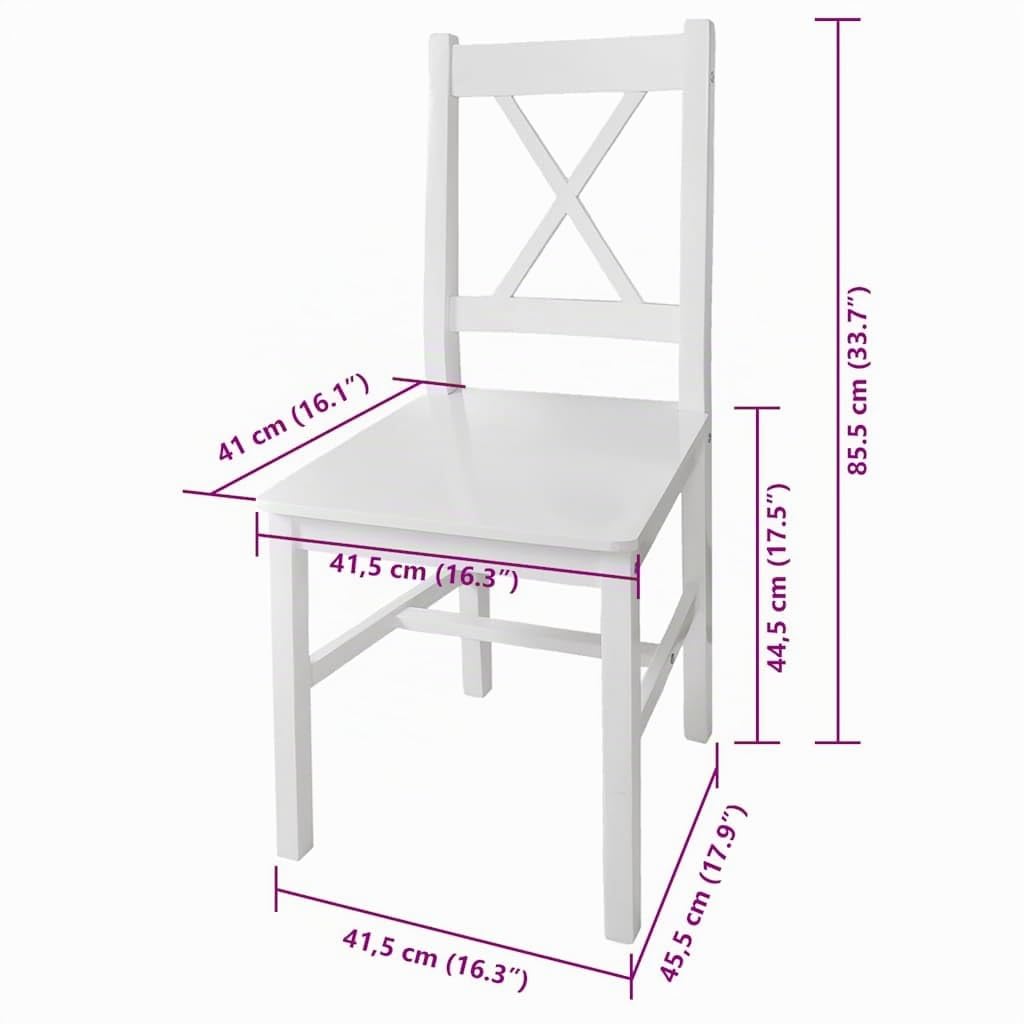 vidaXL 4 sillas Blancas de Comedor Hechas de Madera de Pino