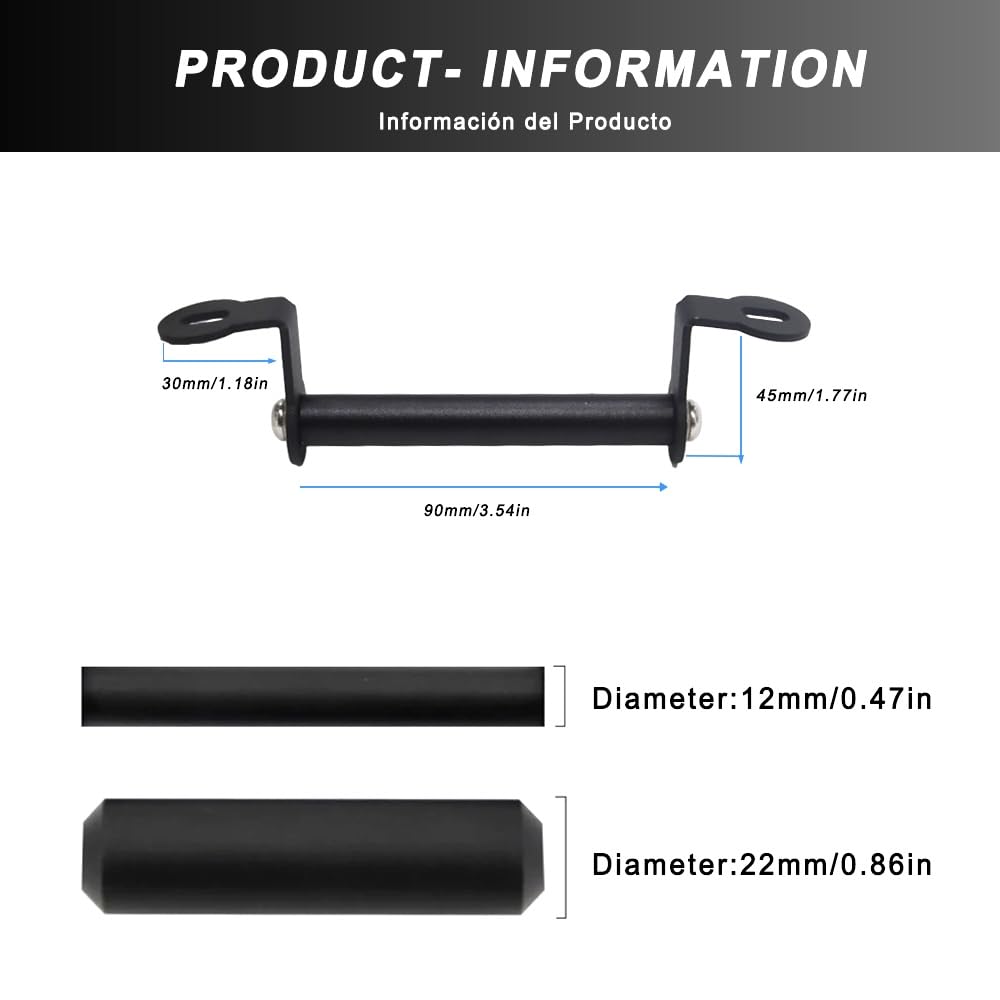 Generico Supporto per telefono per moto Supporto per moto Supporto per navigazione GPS anteriore di ricambio per MT07 Tracer700 2016-2020 Tracer 7 2021- (12/22 mm)