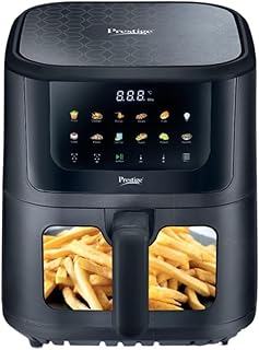 Prestige Crystachef 5.5L 1350W Air Fryer Black |11 Preset Menu Option|See Through Window|Safety Interlocking|Specially Designed Frying Basket| Upto 80% Less Oil|1 Year Warranty