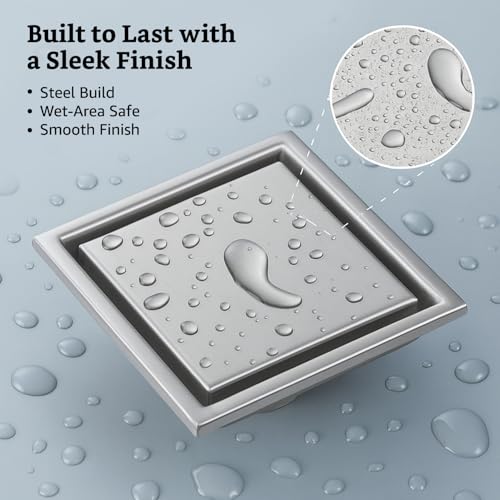 Image of Amazon Brand - Solimo Tile Insert Floor Drain |Invisible Shower Drain Channel| Drain Channel with Stainless Steel Cockroach Trap