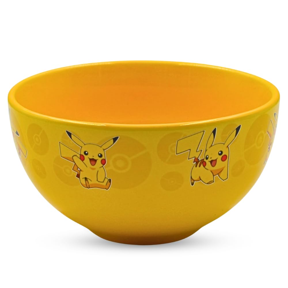 HOXPokemon Pikachu Ceramic Soup & Cereal Bowl | Deep Bowls for Breakfast | Bowls for Oatmeal, Ice Cream, Noodles & Salad, Gift for Minecraft Fan & Collector | Officially Licensed Merchandise