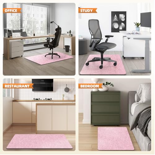 Image of Durable Non-Slip Office Chair Mat for Hardwood Floors, 48 inchx36 inch Large Tile Floor Protector, Anti-Scratch Thick Heavy-Duty Recyclable Gliding Desk Mats for Computer Rolling Chairs, Pink