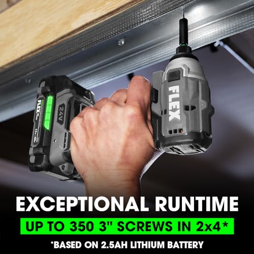 Image of FLEX 24V Brushless Cordless 1 /4-Inch Hex Compact Impact Driver Self-Tapping Screw Mode Kit with 2.5Ah Lithium Battery and 160W Fast Charger - FX1331-1A