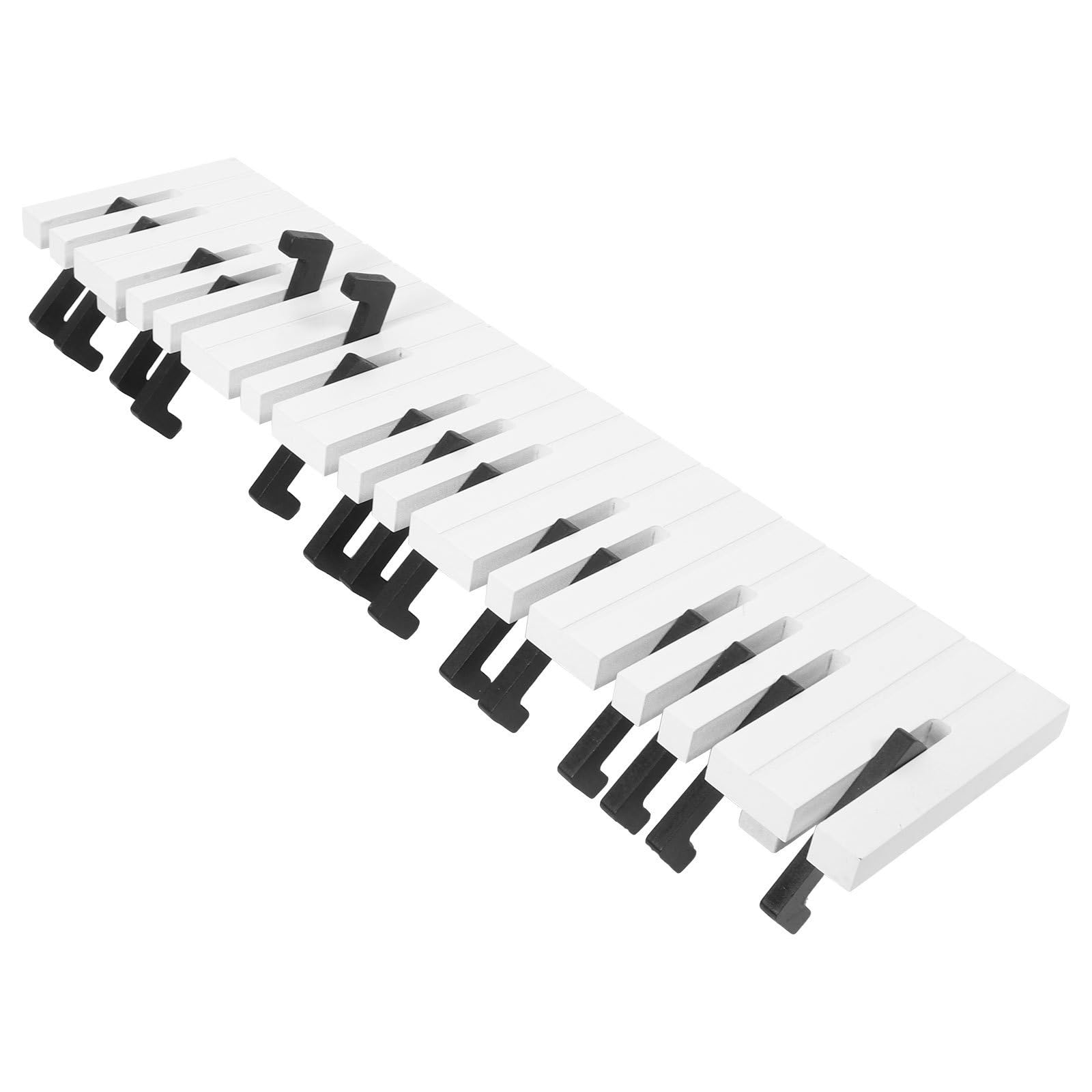 Perchero de pared de madera maciza con 16 ganchos tipo piano negro para colgar ropa