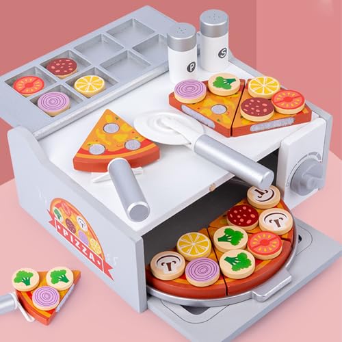 Jouet à pizza en bois activité éducative coordination main enfant
