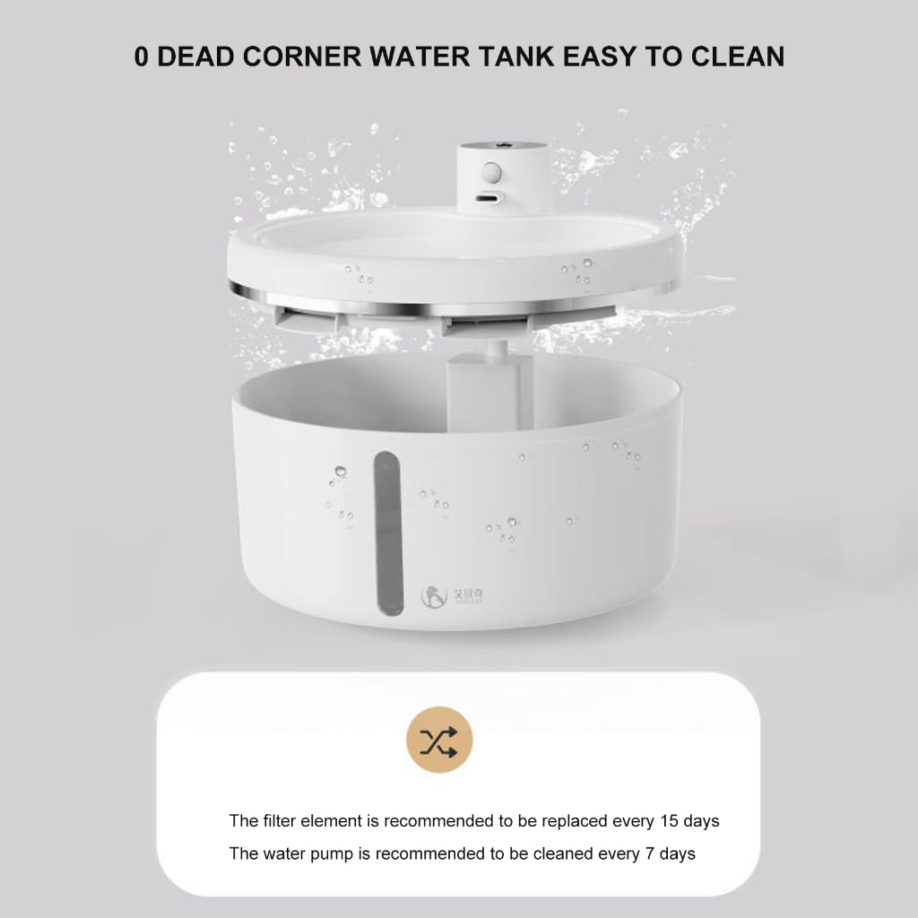 Dispenser d'acqua per gatti, silenzioso, automatico, per animali domestici, per animali domestici, facile da pulire, sano