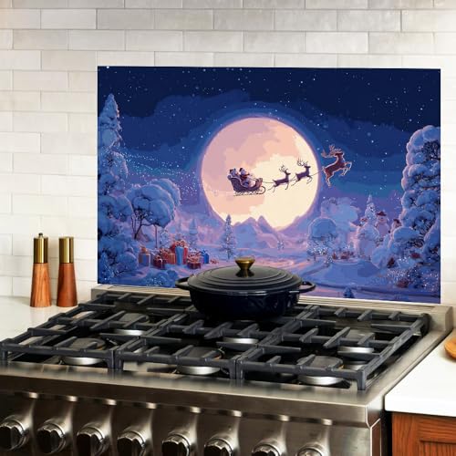 Image of Santa Moonlit Night Backsplash Peel and Stick, 35.4x23.6 in