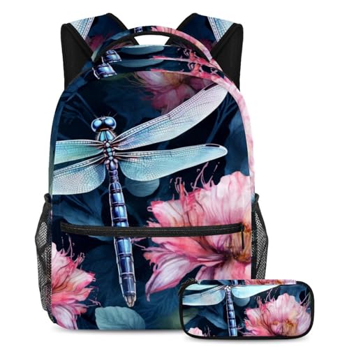 Sac d'école libellule avec trousse pour organiser facilement toutes les affaires de classe