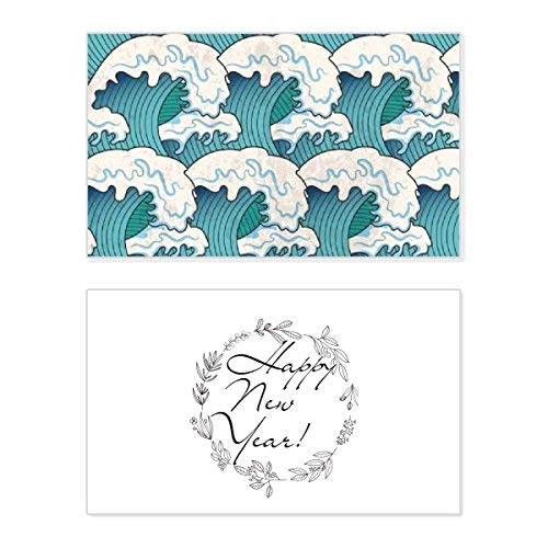 Tarjeta de felicitación Ukiyoe tradicional de Año Nuevo con grabados de estilo clásico japonés
