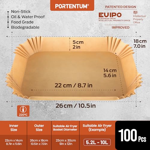 Image of Marve Airfryer Papers Disposable, 100PCS Non-Stick Parchment Paper, Air Fryer Liners for 5-8QT Air Fryer, Baking, Roasting Microwave 8 Inch (22 x 14 Fryer 100 Pcs)