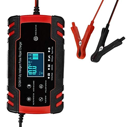 Cargador Baterias Coche,Cargador De BateríA De COC 12V 8A 24V 4A Pulso Cargador de Reparación con la exhibición de Motos Amp;Batería Cargador for Coche