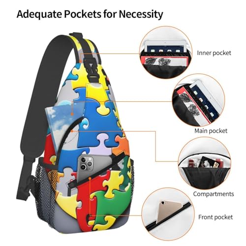 Mochila Cruzada con Diseño Puzzle para Conciencia de Autismo miniatura 4