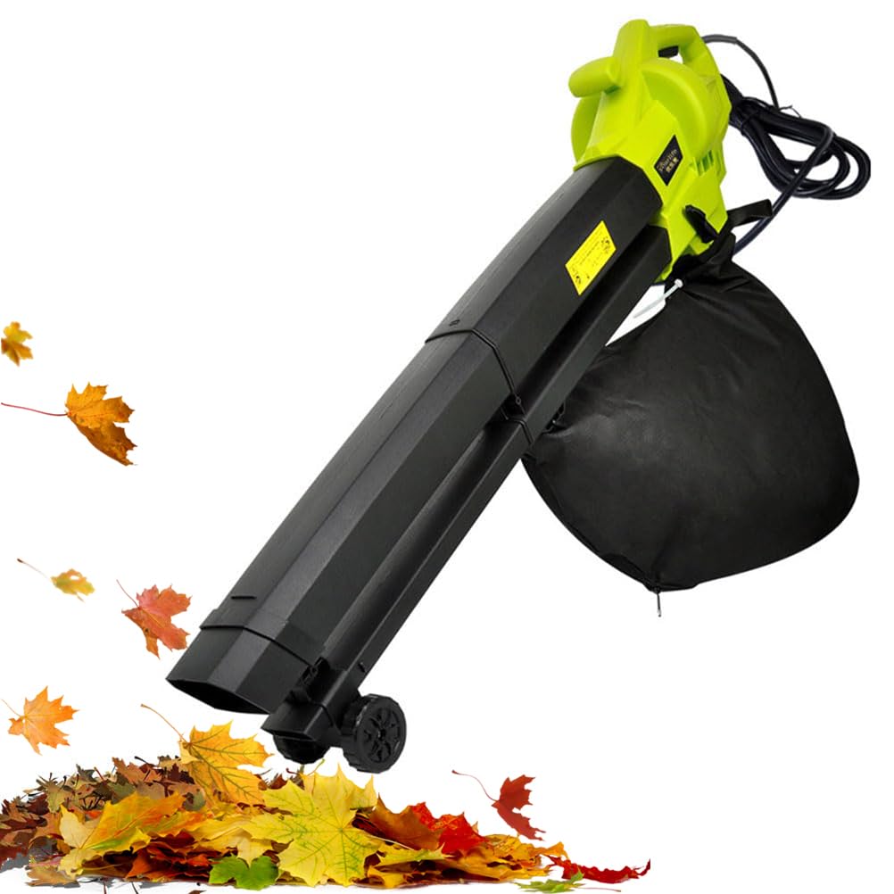 Soplador De Hojas 3 En 1, Aspirador De Hojas Y Trituradora De Hojas 3000w, Soplador De Hojas con Cable con Bolsa Recolectora Grande De 40 L, Cable De 10 M, Ruedas Y Correa para El Hombro, Trituradora