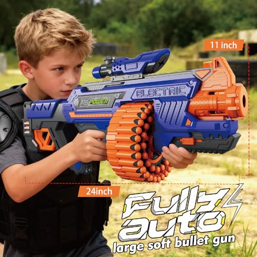 Automatic Machine Dart Gun for Kids Age 8-12, 30 Rotating Drum, Vest, Blue by BIGPOWER ELECTRIC - Used condition - Image 3