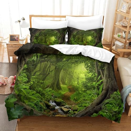 Linge de lit microfibres résistante 3D imprimé 3 pièces Forêt King