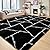 FALARK Fluffy Area Rugs for Living Room Bedroom, Modern Geometric 4x6 Feet Black Rug, Soft Plush Shaggy Fuzzy Floor Bedside Carpet for Nursery Kids Girls Boys Teen Dorm Home Office Decor