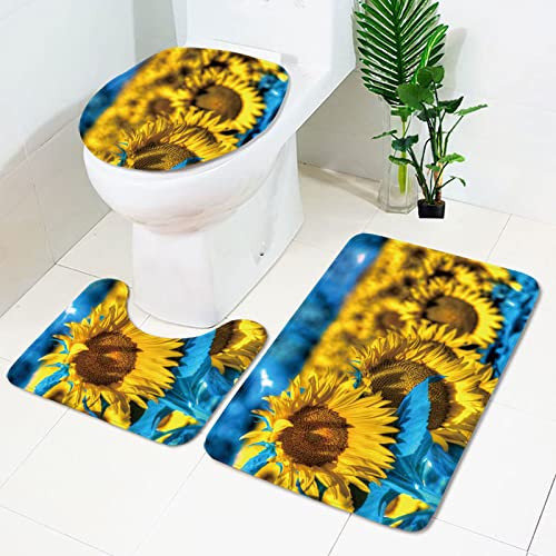 Badematten Set 3 teilig,Toilettenmatte Set,3er Badgarnitur Badezimmer Matte Set Dusch Bade Matte Vorleger Teppich 3D…