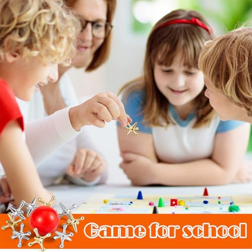 WUSJCOF 2 Sets Retro Metal Jacks und Ball Game,Klassisches Jackspiel,Party Favor Game-Preise für Kinder und Erwachsene（22 Stück）