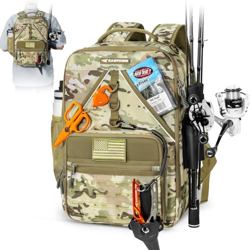 Image of KastKing KastMate Fishing Backpack With 2 Rod Holders, Khaki Camo
