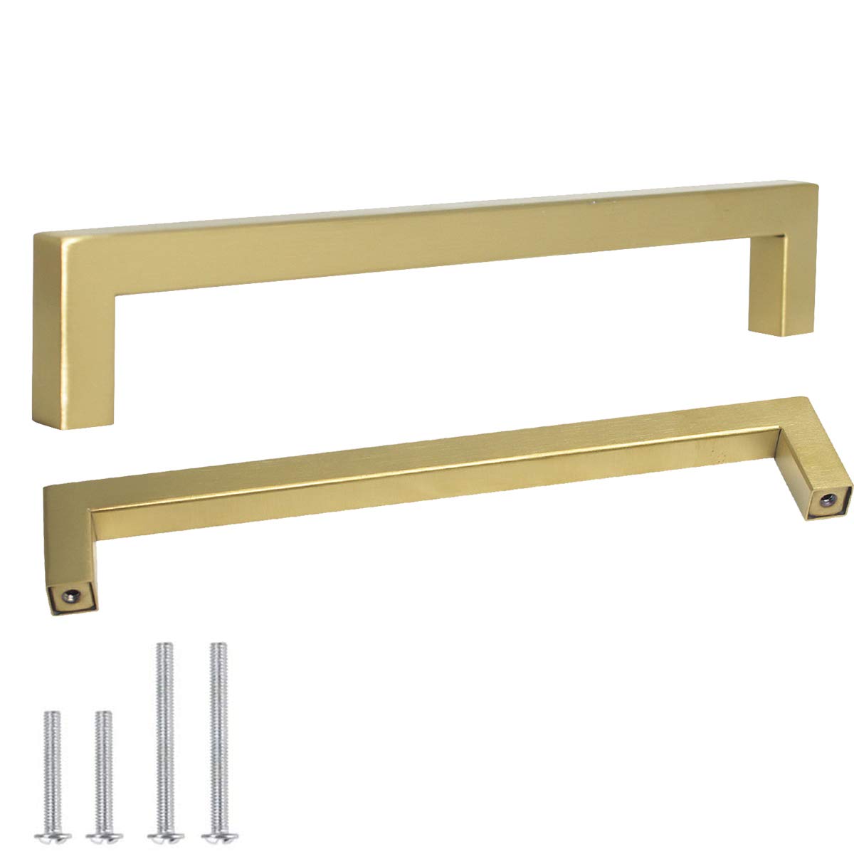 20 Pack Probrico Hole Centers Hole Centers 7-1/2 inch (192mm) Gold Square Corner Bar Door Cabinet Handles Drawer Pulls Kitchen Cupboard Knobs 1/2 in Width Stainless Steel