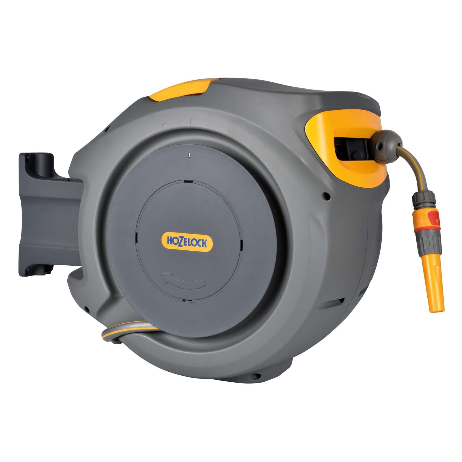 Hozelock AutoReel Wall Hose Box Incl. 30 m Ø 12.5 mm Hose and Accessories, 180° Swivelling