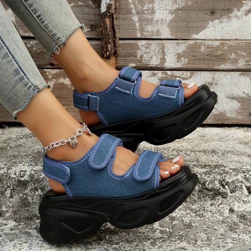 Women's Adjustable Hook and Loop Open Toe Platform Sport Sandals Summer Outdoor Wedge Orthotic Walking Sandals Casual Beach Sandals4