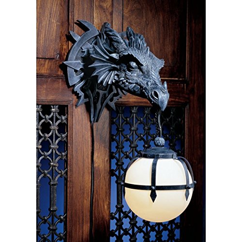 Ebros Large Sculptural Shadow Basilisk Dragon Wall Sconce Electrical Spherical Ball Lamp Fantasy Gothic Wall Plaque Decor #TOP10