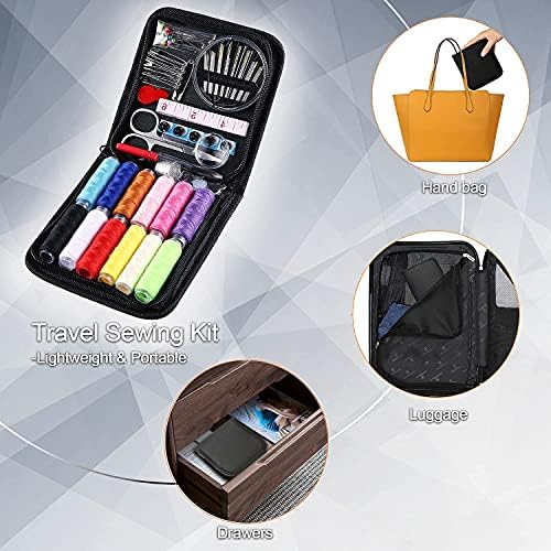 CASPLUS Sewing Kit Small,Travel Sewing Kit 82 Piece Sewing Accessories with Zipper Case, for Home,Travel,Emergency,Adults and Beginners