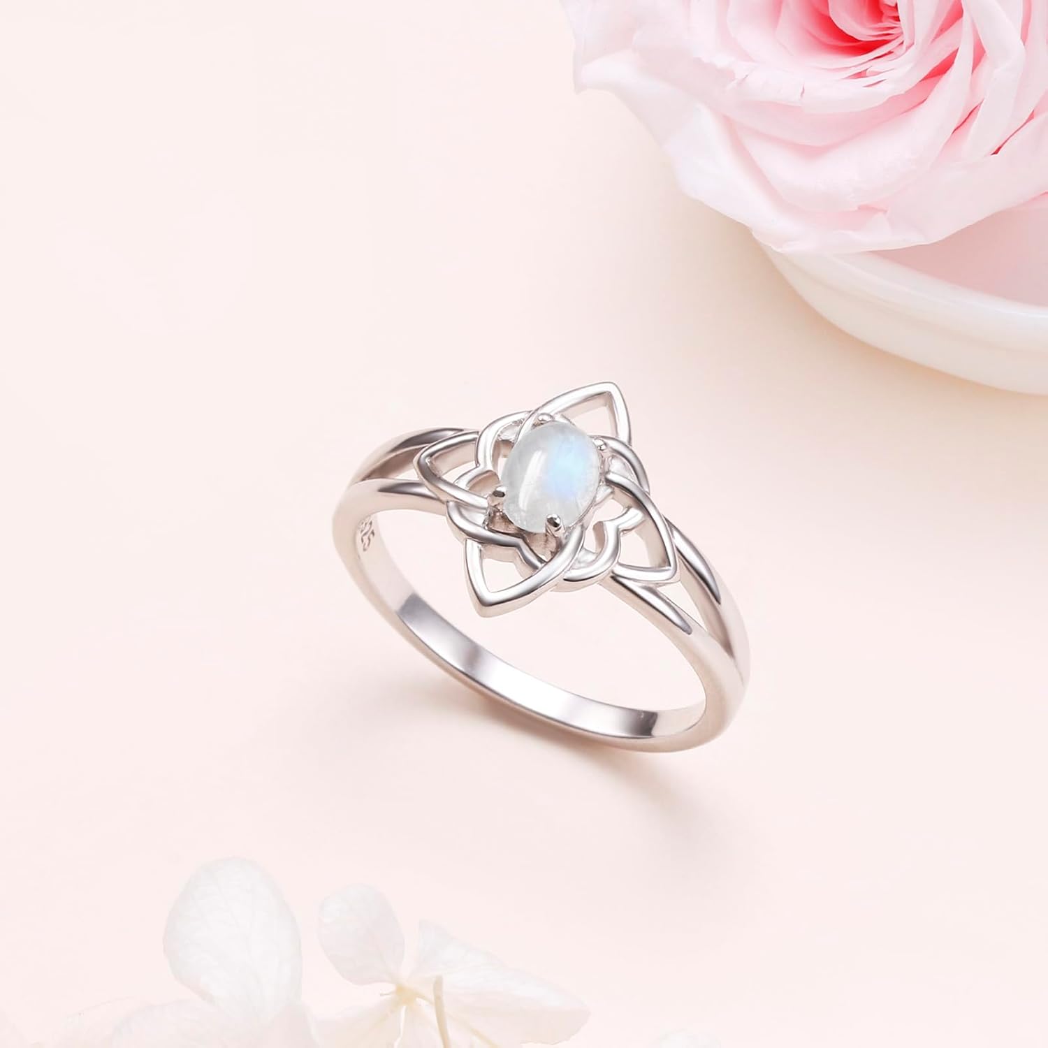 925 Sterling Silver Witches Knot Rings Moonstone Celtic Knot Ring Celtic Witch Jewelry Gifts for Women - Image 3