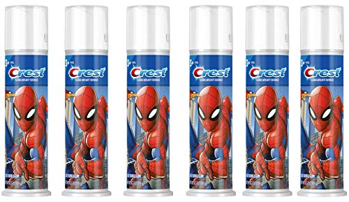Crest Kid's Cavity Protection Toothpaste Pump Featuring Marvel's Spiderman, Blue Bubblegum, 4.2 Oz, Ages 3+ (Pack of 6)