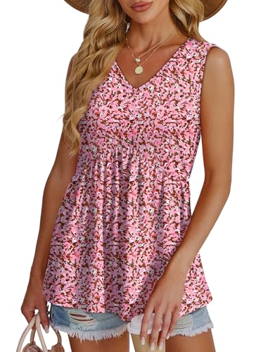 Image of OFEEFAN Womens Tank Tops 2025 Flowy Peplum Tops for Women Dressy Sleeveless V Neck Babydoll Tank Tops