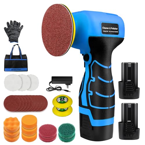Cordless Sander, 3' Palm Sander with 2Pcs 16.8V 3.0Ah Batteries, 3500RPM Mini Polisher, 30 Accessories Sanders Tool for Sanding/Polishing/Waxing/Cleaning