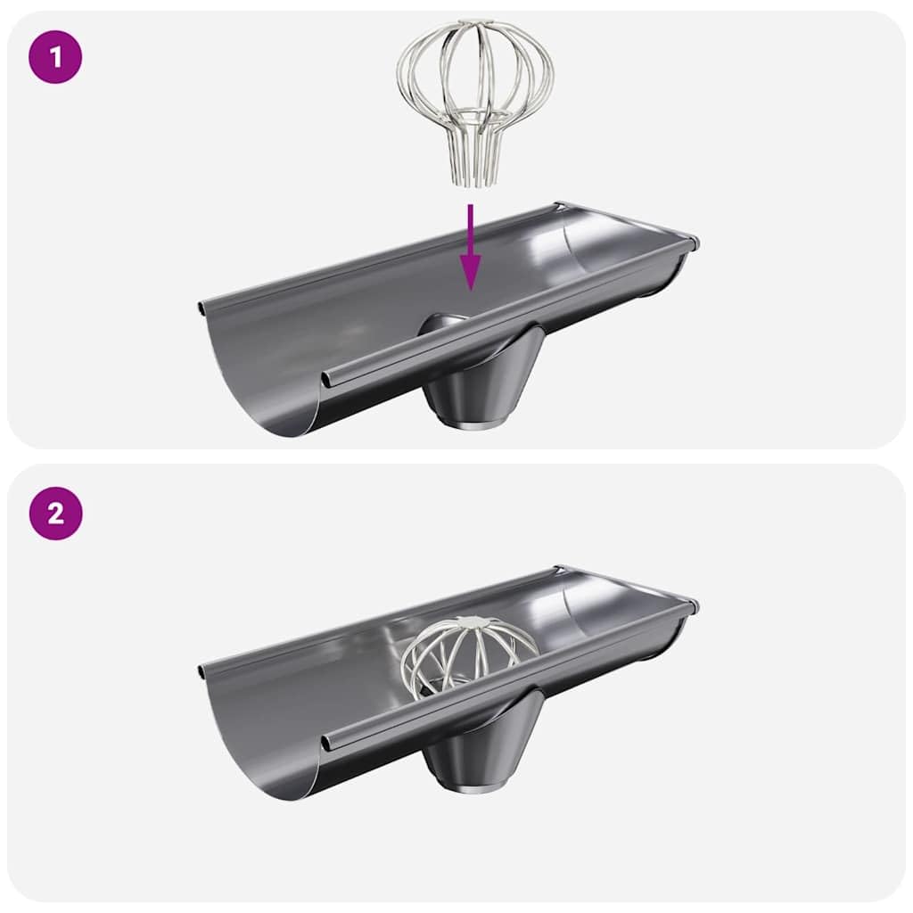 Juego de 2 protectores de hojas de canalón de acero inoxidable de 50 mm, color plateado, filtro de hojas para canalones de lluvia, protector de hojas resistente a la intemperie para aleros