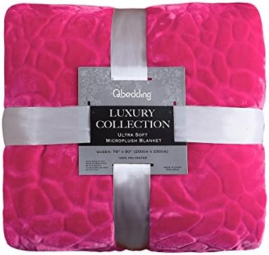Qbedding All Season Ultra Soft Microplush Blanket Queen (Cobbled Classic-Red Rose, Queen)
