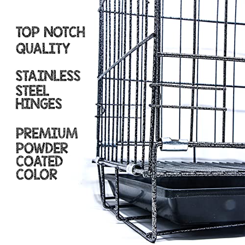 Image of Dog Trust Single-Door Folding Metal Dog Cage with Paw Protector Easy to Move with Removable Tray Suitable for Small Puppy (18 inch Black cage)