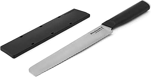 Miniatura 7 de KitchenAid Cuchillo Santoku clásico con tapa de hoja de ajuste personalizado, 7 pulgadas, cuchillo de cocina afilado, acero inoxidable japonés de