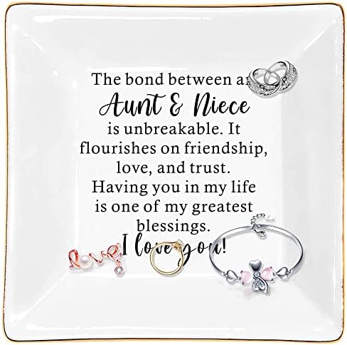Gtizry Aunt and Niece Jewelry Dish, Gifts for Aunts Birthday, Mothers Day, Christmas, Aunt & Niece Gifts Idea, Aunt Gifts from Niece