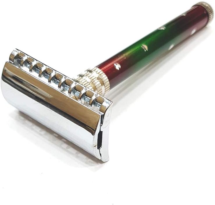 Long Handle Double Edge Safety Shaving Razor with Pack of 10 Blades for Men