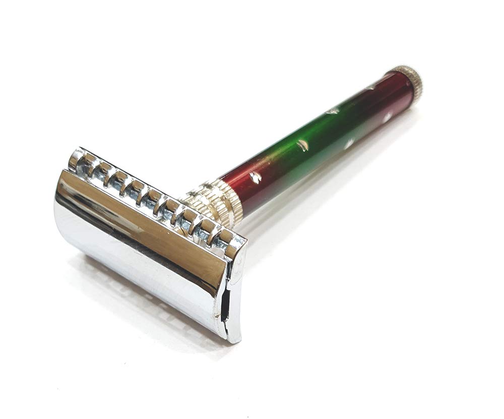 Long Handle Double Edge Safety Shaving Razor with Pack of 10 Blades for Men