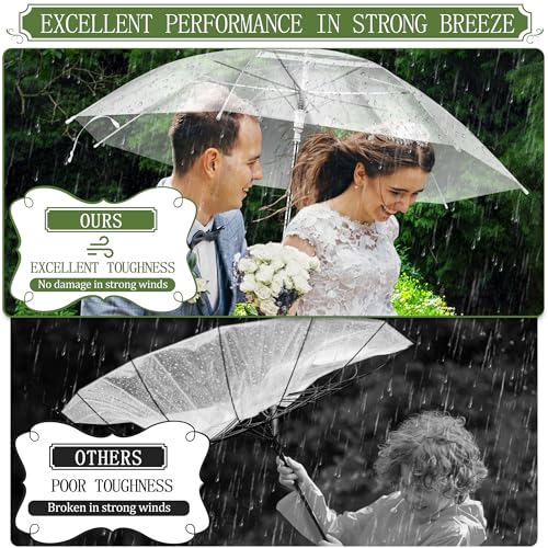 Clear Wedding Umbrellas Bulk, High-Visibility Transparent Rain Umbrella, Firm and Durable, Easy Operation, Large Clear Umbrella for Wedding Bride Groom Photography Golf Outdoor4