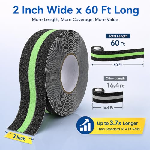 Image of Anti Slip Tape with Glow in Dark, 2inx60ft Grip Tape for Outdoor Waterproof