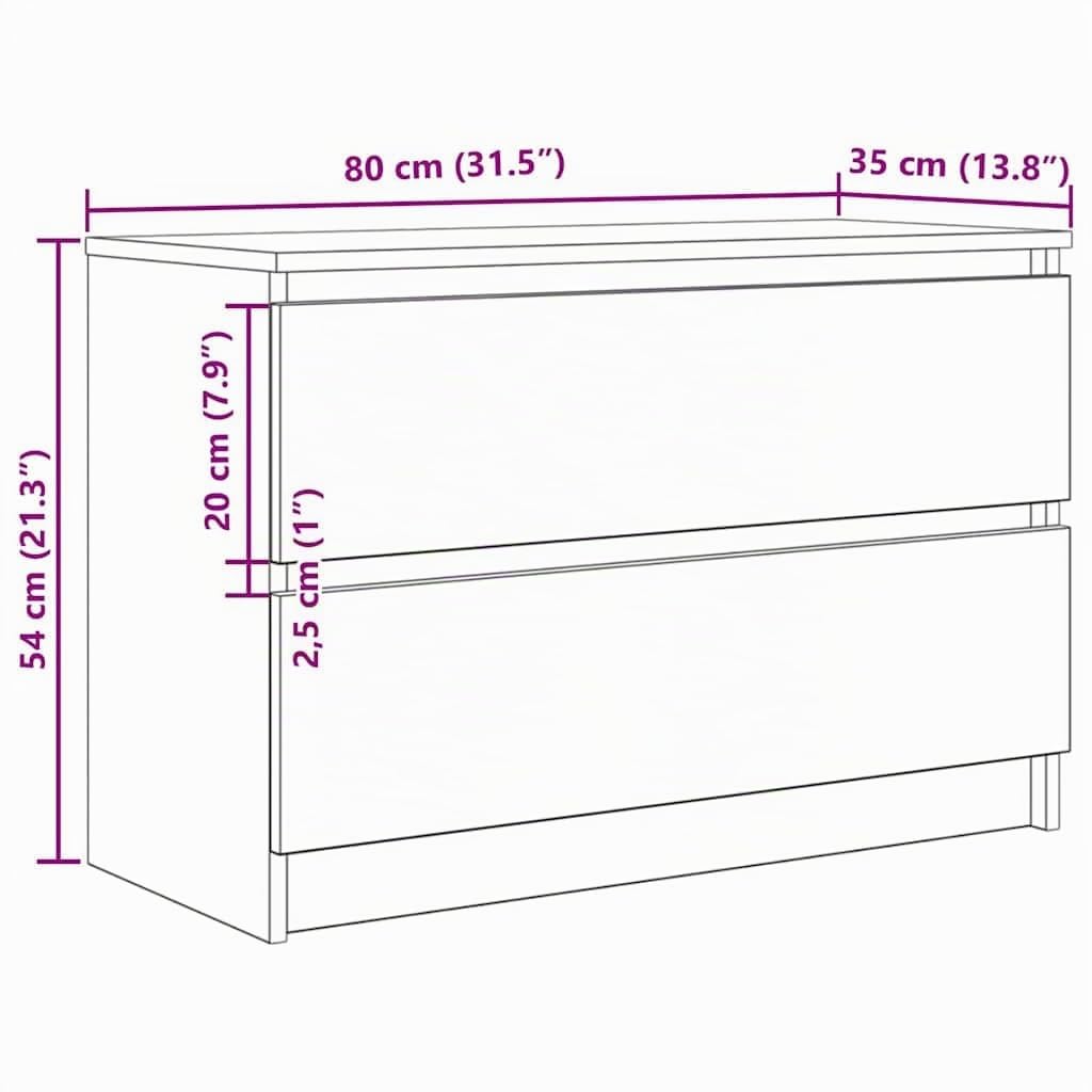 vidaXL Mobile Porta TV Bianco 80x35x54 cm in Legno Multistrato