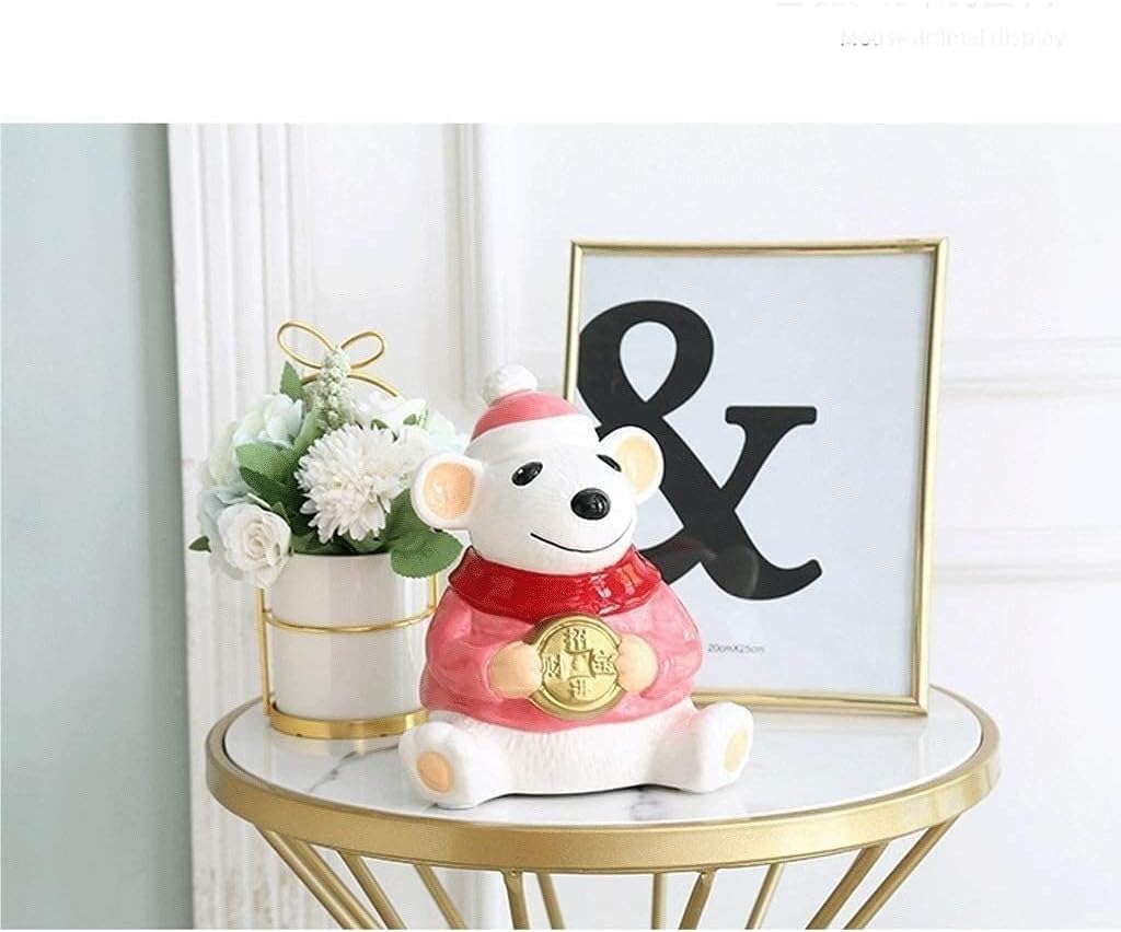 貯金箱 インテリア かわいいマウスコインマネーバンク、マウスセラミックス貯金箱、クリエイティブスティールマネーバンク コイン マネー  貯金箱、貯金箱、子供用貯金箱セラミック貯金箱、ガールフレンドや子供のためのギフト貯金箱として使用できます、多機能の動物型の ...