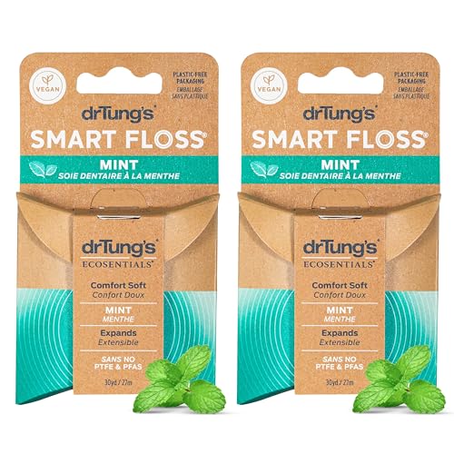 drTung's Smart Floss Mint for Teeth - Natural Expanding Dental Floss, Gentle on Tooth & Gums,...